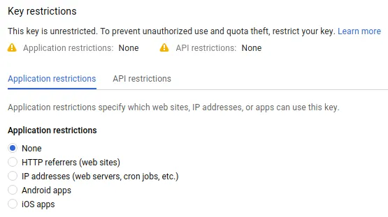 api key restrictions