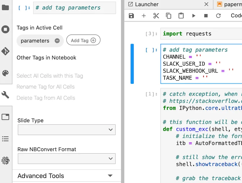 set parameters tag