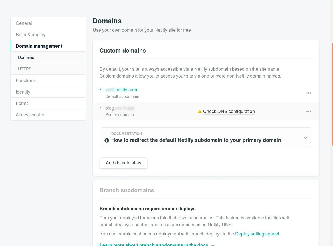 netlify added domain alias